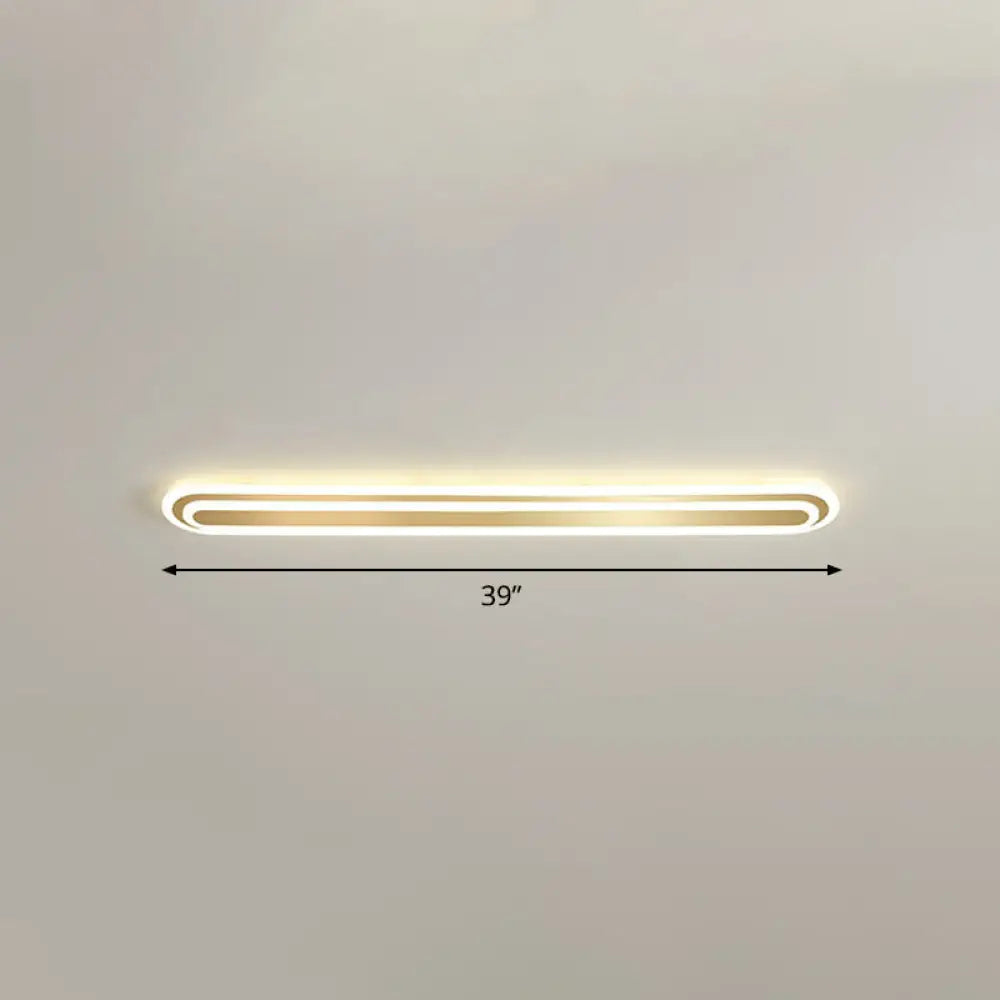 Minimalist Gold Led Ceiling Light For Bedroom - Acrylic Flush Mount Fixture / 39’ Warm