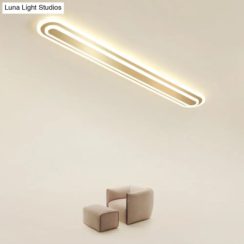 Minimalist Gold Led Ceiling Light For Bedroom - Acrylic Flush Mount Fixture