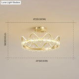 Minimalist Gold Led Ceiling Light With Crystal Flower Design For Bedroom