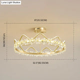 Minimalist Gold Led Ceiling Light With Crystal Flower Design For Bedroom