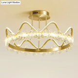 Minimalist Gold Led Ceiling Light With Crystal Flower Design For Bedroom