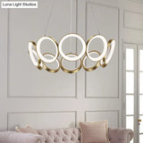 Minimalist Gold Led Circle Drop Pendant Chandelier For Living Room - Unique & Stylish