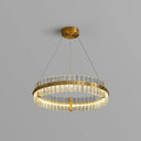 Minimalist Gold Led Crystal Ring Chandelier For Bedroom Lighting / 16’