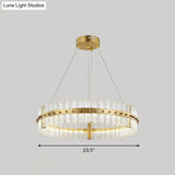 Minimalist Gold Led Crystal Ring Chandelier For Bedroom Lighting