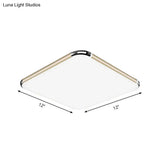 Minimalist Gold Led Flush Mount Ceiling Light For Bedroom Ultra-Thin Square/Rectangular Design With