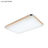 Minimalist Gold Led Flush Mount Ceiling Light For Bedroom Ultra-Thin Square/Rectangular Design With