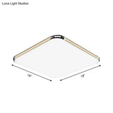 Minimalist Gold Led Flush Mount Ceiling Light For Bedroom Ultra-Thin Square/Rectangular Design With