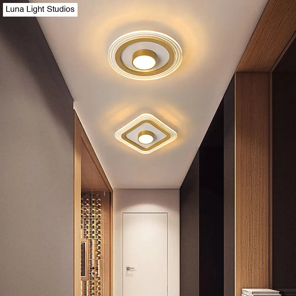 Minimalist Gold Led Flushmount Foyer Light – Small Acrylic Ceiling Flush Mount