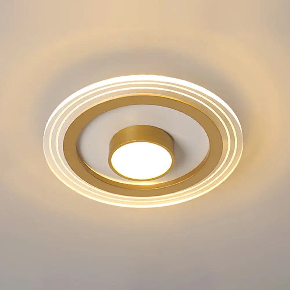 Minimalist Gold Led Flushmount Foyer Light – Small Acrylic Ceiling Flush Mount / Third Gear Round