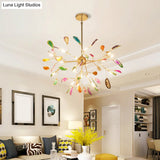 Minimalist Gold Led Pendant Light With Colorful Agate Sputnik Firefly Chandelier