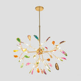 Minimalist Gold Led Pendant Light With Colorful Agate Sputnik Firefly Chandelier 20 /