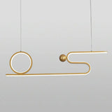 Minimalist Gold Linear Led Island Lighting For Restaurants - Metal Ceiling Hang Lamp