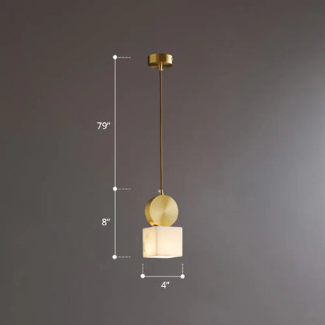 Minimalist Gold Marble Block Hanging Pendant Ceiling Lamp - Bedroom Lighting Solution / 4’