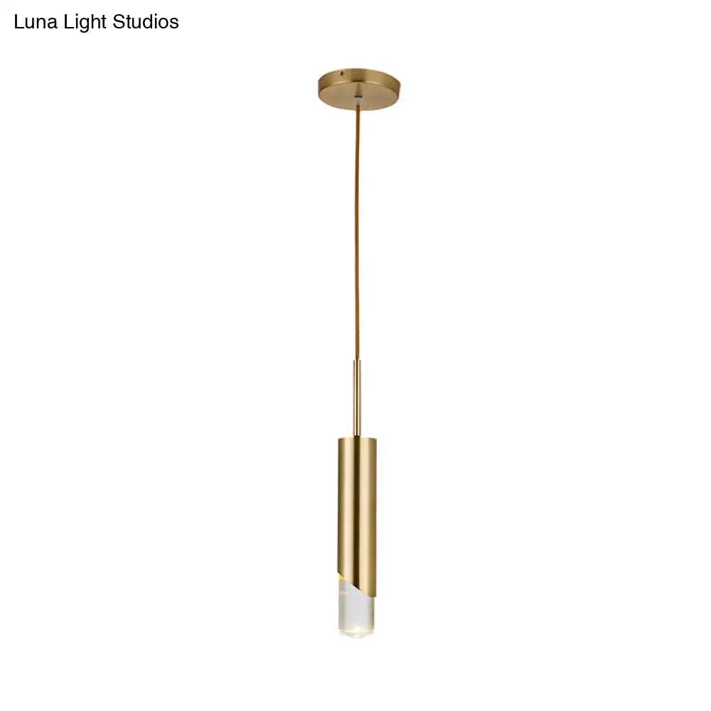 Minimalist Gold Metal Pendant Light Fixture - 1 Kitchen Hanging Lamp Kit