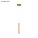 Minimalist Gold Metal Pendant Light Fixture - 1 Kitchen Hanging Lamp Kit