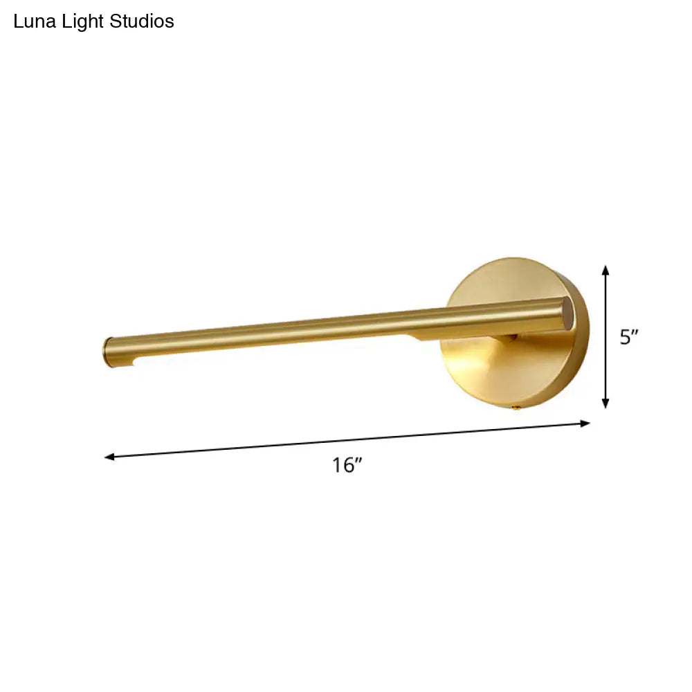 Minimalist Gold Metal Wall Lamp: 16/25 Led Vanity Sconce Light With Acrylic Diffuser
