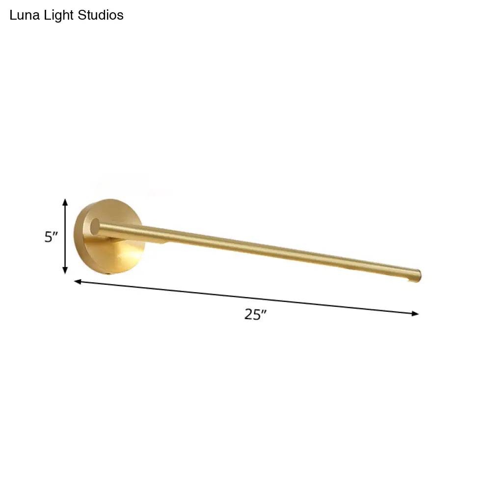 Minimalist Gold Metal Wall Lamp: 16/25 Led Vanity Sconce Light With Acrylic Diffuser