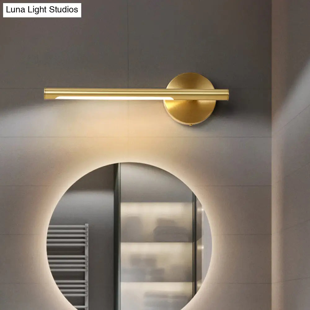 Minimalist Gold Metal Wall Lamp: 16/25 Led Vanity Sconce Light With Acrylic Diffuser