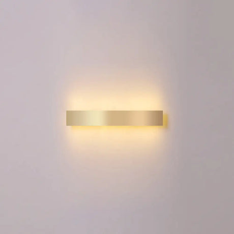 Minimalist Gold Plated Led Wall Sconce For Living Room - Aluminum Bar Shaped Flush Light / 12 Warm