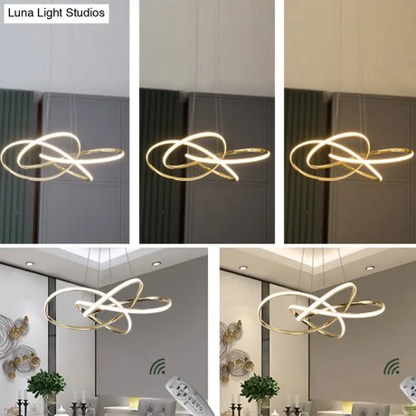Minimalist Gold-Plated Pendant Chandelier With Led Suspension Light For Restaurants