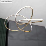 Minimalist Gold-Plated Pendant Chandelier With Led Suspension Light For Restaurants