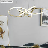 Minimalist Gold-Plated Pendant Chandelier With Led Suspension Light For Restaurants