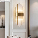 Minimalist Gold Rhombus Wall Sconce With Glass Rod Lighting