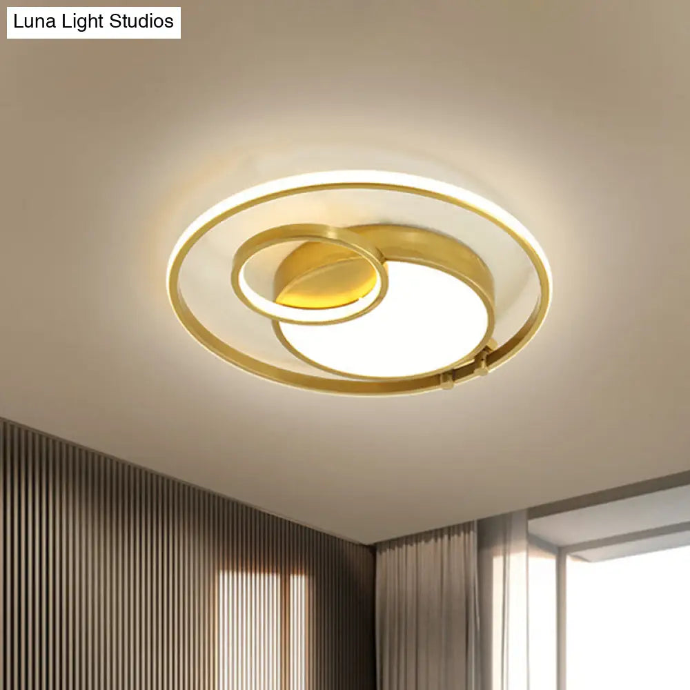Minimalist Gold Rounded Flush Mount Led Ceiling Light For Bedrooms