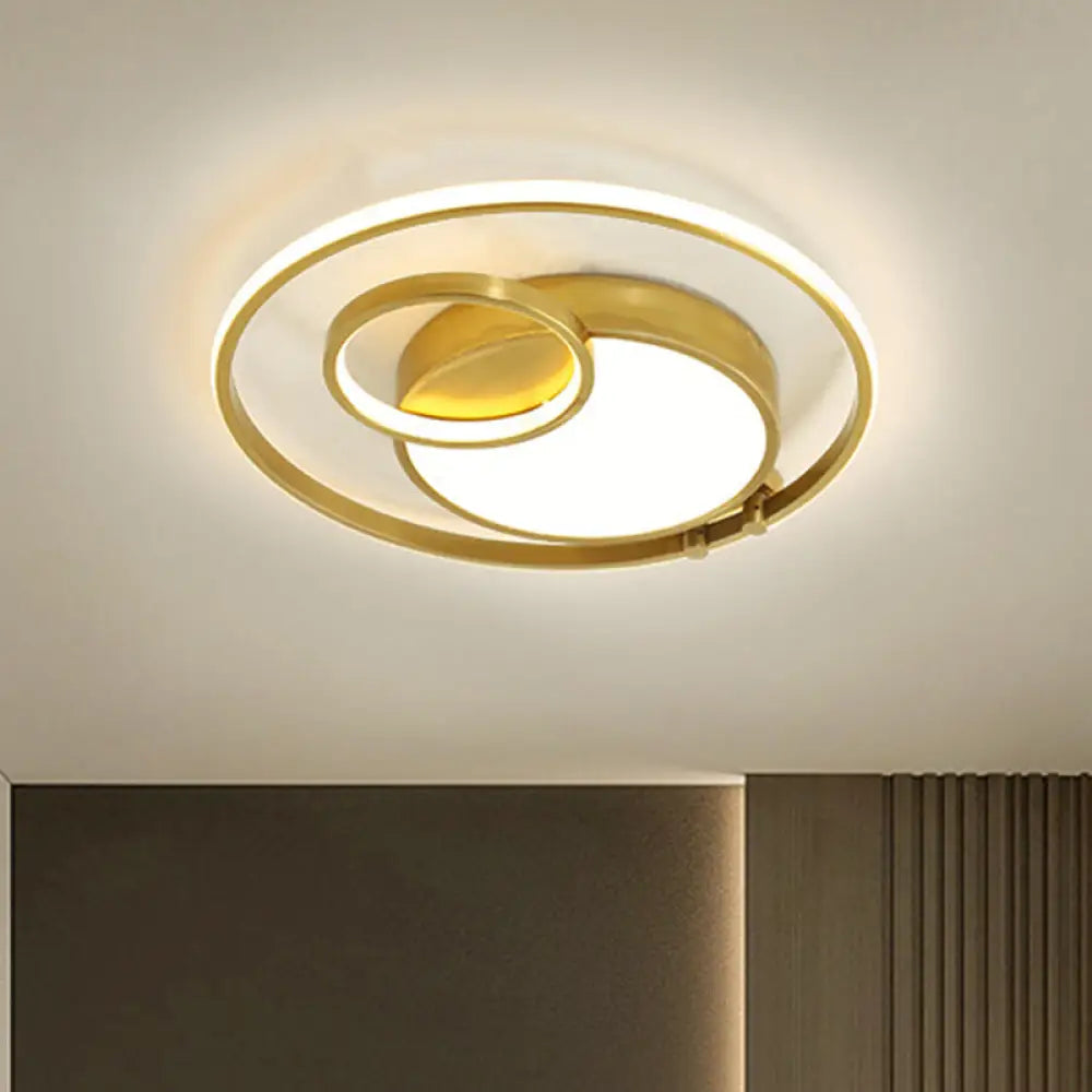 Minimalist Gold Rounded Flush Mount Led Ceiling Light For Bedrooms