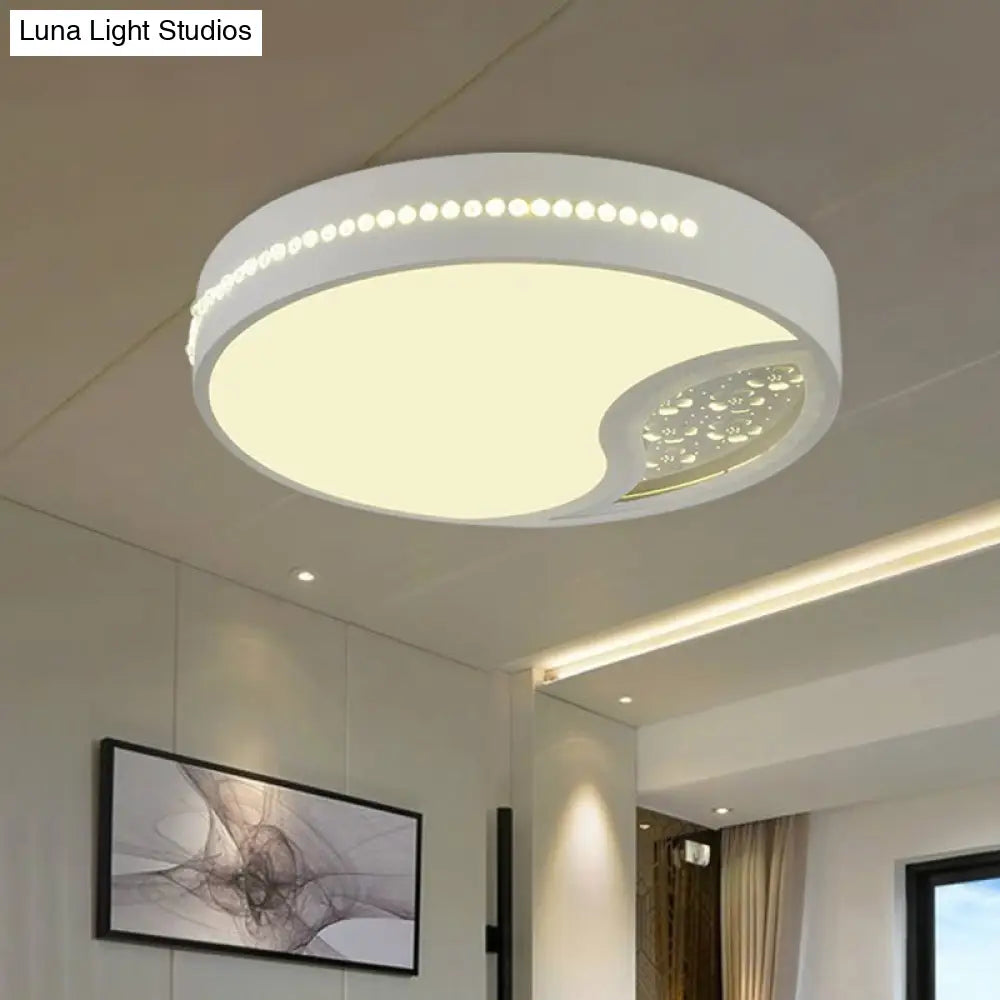 Minimalist Gray Drum Acrylic Led Ceiling Light For Bedroom - Flush Mount 19.5’/31’ Wide