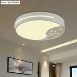 Minimalist Gray Drum Acrylic Led Ceiling Light For Bedroom - Flush Mount 19.5’/31’ Wide