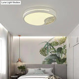 Minimalist Gray Drum Acrylic Led Ceiling Light For Bedroom - Flush Mount 19.5’/31’ Wide
