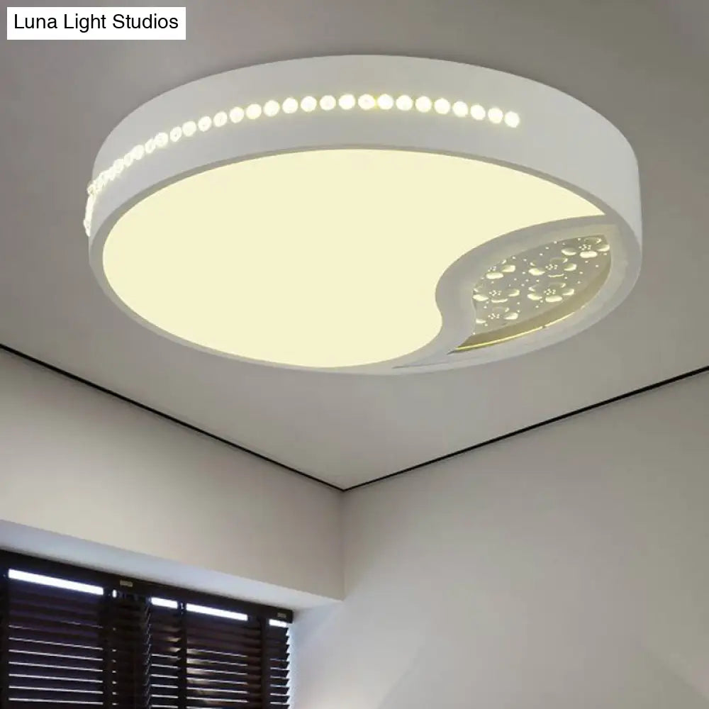 Minimalist Gray Drum Acrylic Led Ceiling Light For Bedroom - Flush Mount 19.5’/31’ Wide