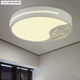Minimalist Gray Drum Acrylic Led Ceiling Light For Bedroom - Flush Mount 19.5’/31’ Wide