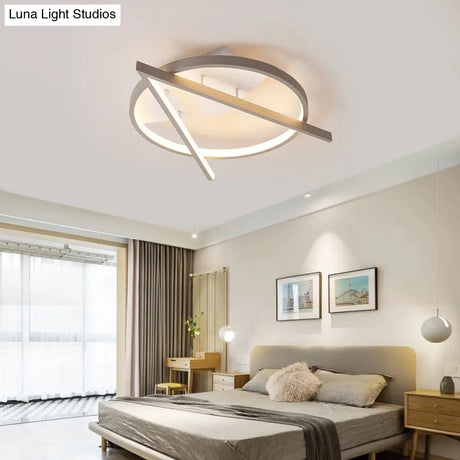 Minimalist Gray Led Flush Light - Acrylic V-Shape Ceiling Mount Fixture Warm/White 16.5’/20.5’ Wide