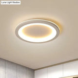Minimalist Grey Geometric Acrylic Flush Mount Led Lighting Fixture For Bedroom / 14.5 Round