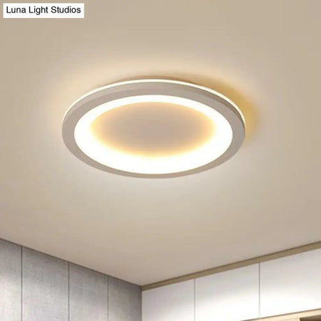 Minimalist Grey Geometric Acrylic Flush Mount Led Lighting Fixture For Bedroom / 14.5 Round