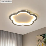 Minimalist Grey Geometric Acrylic Flush Mount Led Lighting Fixture For Bedroom / 14.5 Flower