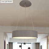 Minimalist Grey Led Pendant Lamp - Aluminum Ceiling Light For Dining Table