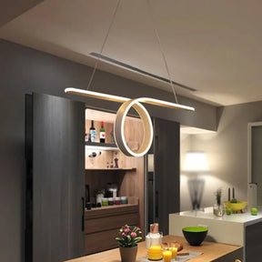 Minimalist Grey Led Pendant Light With Metal Shade For Dining Room Island In Warm/White / White