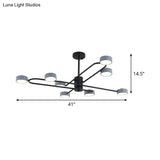 Minimalist Grey Living Room Chandelier with Drum Iron Shade 8 Heads Ceiling Pendant Light Grey