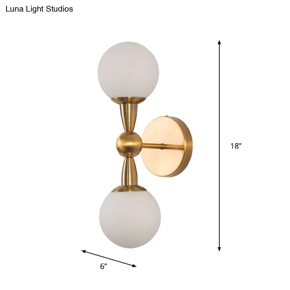 Minimalist Hand-Blown Glass Spherical Wall Sconce With Half-Bulb In Gold - Perfect For Bedrooms