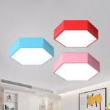 Minimalist Hexagon Led Flush Mount Ceiling Light For Nursery - Acrylic Finish