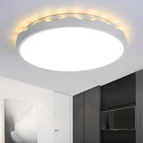 Minimalist Iron Ceiling Light 17’/21’ Dia Flush Mount White Rounded Design Led Scalloped Edge / 17’