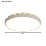 Minimalist Iron Ceiling Light 17’/21’ Dia Flush Mount White Rounded Design Led Scalloped Edge