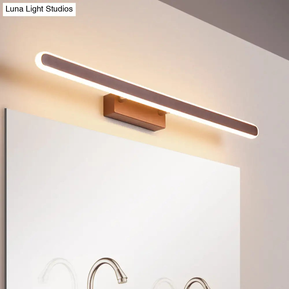 Minimalist Iron Sconce: 16/23.5/31.5 Led Vanity Wall Light Brown Finish - Warm/White Ideal For