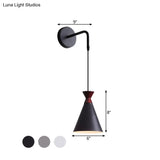 Minimalist Iron Wall Sconce With Conical Design - 1 Head Black/Grey/White Mount
