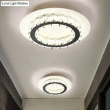 Minimalist K9 Crystal Ceiling Light With Warm/White Led Flush Mount For Circular Corridors