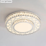 Minimalist K9 Crystal Drum Flush Mount Lamp With Led Ceiling Light In Warm/White