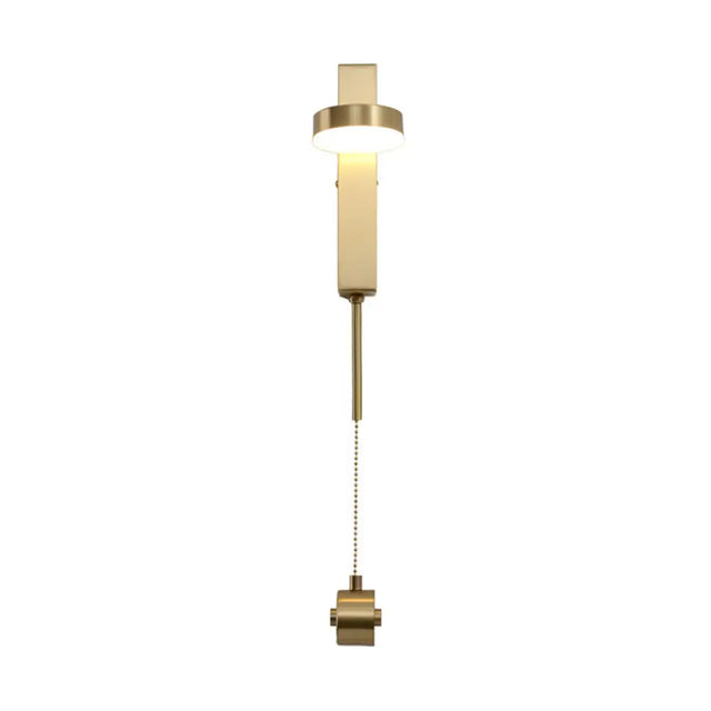 Minimalist L-Shaped Led Wall Sconce With Pull Chain For Living Room Lighting